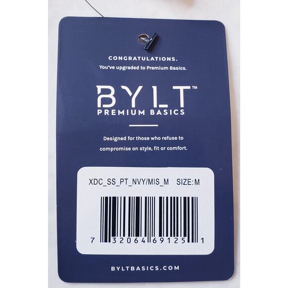 NWT BYLT Premium Basics Drop Cut S/S Pocket Lux T-Shirt Blue Men's Size Medium - Picture 2 of 8